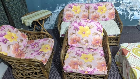 Cane Sofa Set with Center Table - Excellent Condition - Lahore