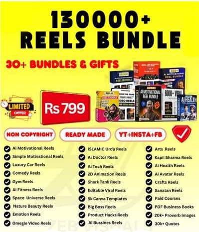 130k+ reel bundle and copyright free use to earn money
