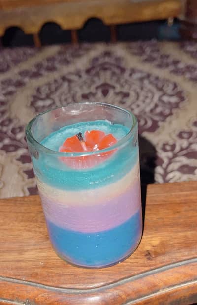 Rainbow flower scented candle