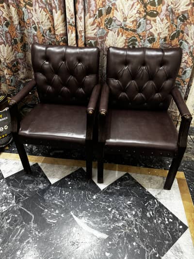 Elegant Leatherette Visitor Chairs – Set of 2