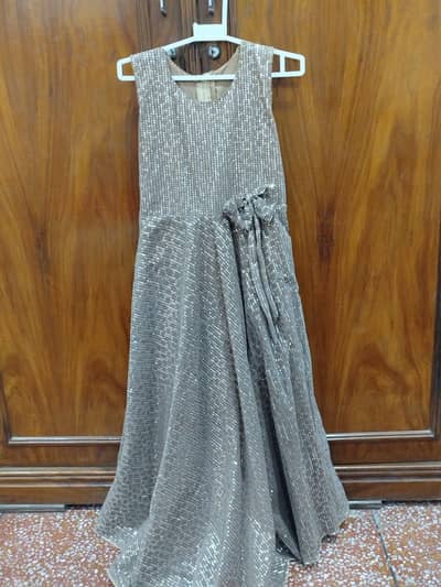 Beautiful Golden Fancy Maxi For 9-10 years girls