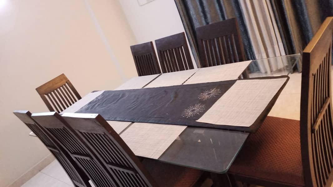 Solid wood and Glass 8 Sitter Dining Table Set 0