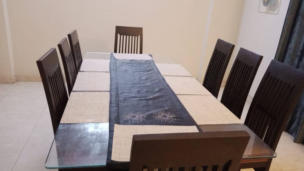 Solid wood and Glass 8 Sitter Dining Table Set 2