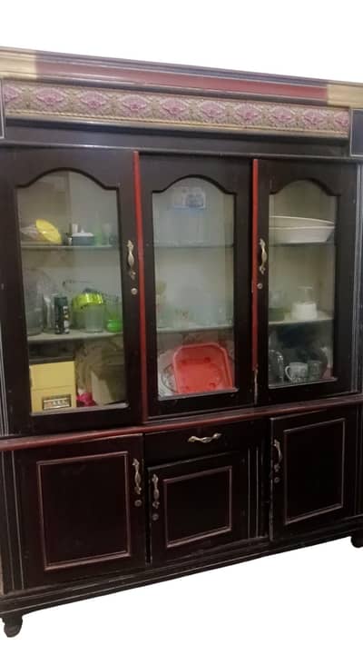 Sheesham Wood Glass Crockery Cabinet - Bhera