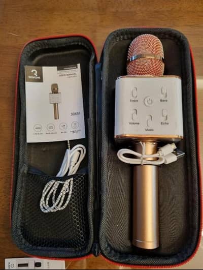 Rovche 30KM Bluetooth Karaoke Mic Speaker Echo Bass Treble