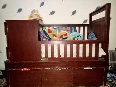 Wooden baby cot ,wooden drawer baby cot