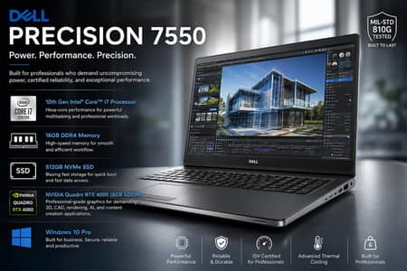 Dell Precision 7550 | i7-10850H | RTX 4000 8GB | 16GB | 512GB SSD