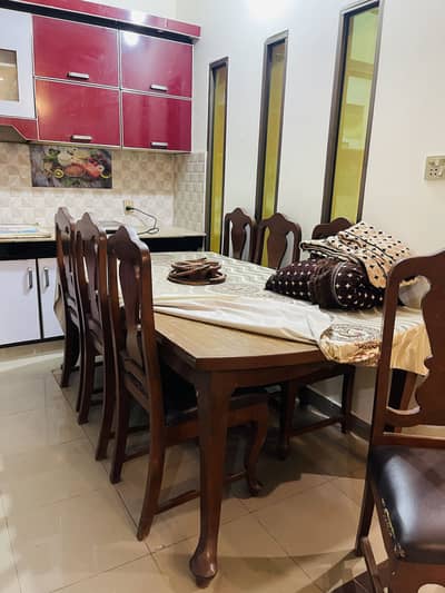 Used Solid Wood Dining Table Set (8 Chairs)