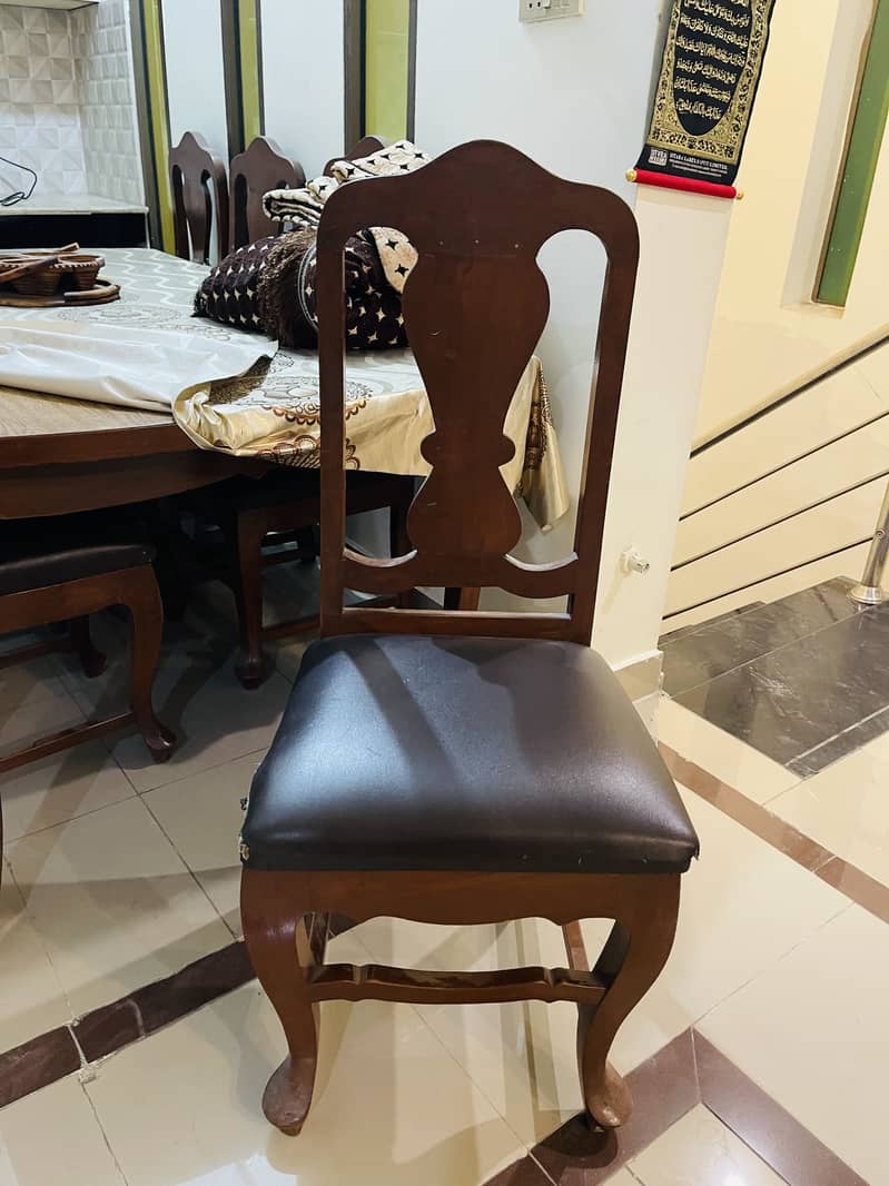 Used Solid Wood Dining Table Set (8 Chairs) 1