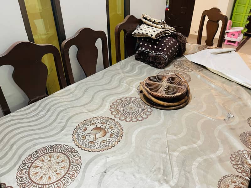 Used Solid Wood Dining Table Set (8 Chairs) 2