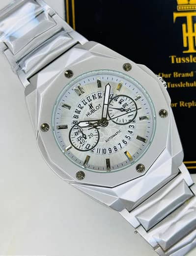 Hublot Prism / Diamond Cut Chain Watch white