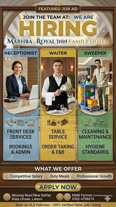 Hotel Staff Required - Male/Female