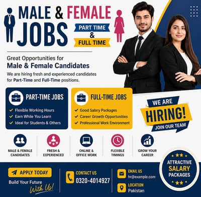 Male & Female Staff Required for Full-Time Office Work