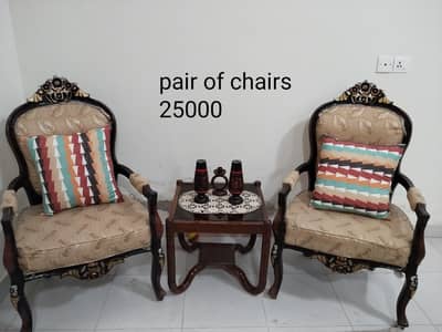wooden chairs pair