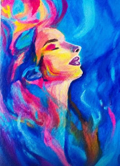 Original Handmade Acrylic Portrait Painting 12x12 Inch