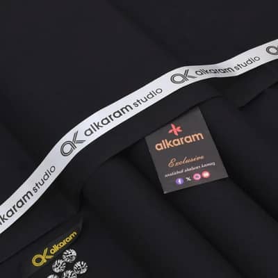 al akram unstitched premium black soft cotton with 5 bottons