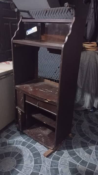 Computer Desk Cabinet with Shelves and Drawers(on foot broken)