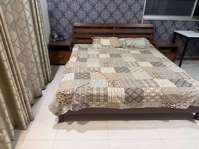 Solid Wood King size Bed set with side tables