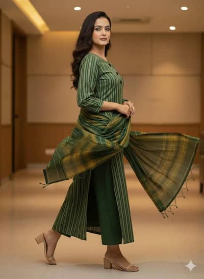 Unstitched Printed Suit Green Yellow 2.5 Gazz Cotton Lawn