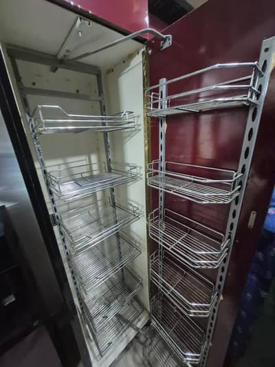 Tall pull-out kitchen pantry basket unit large size