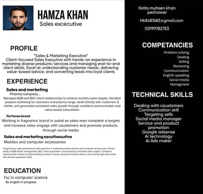 I need market and sales job