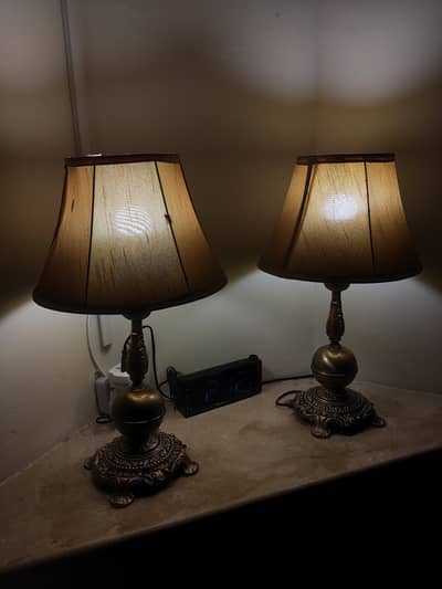 Metal Brass Vintage Table Lamps Pair