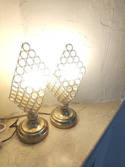Gold Crystal Beads Table Lamp 3D Pair