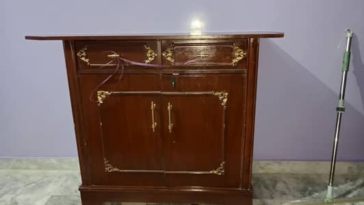 WOOD IRON STAND WITH DRAWS