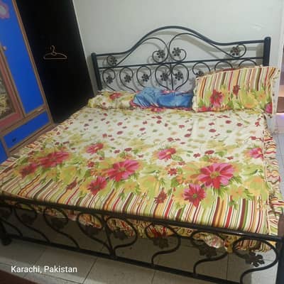 iron bed king size with mattress