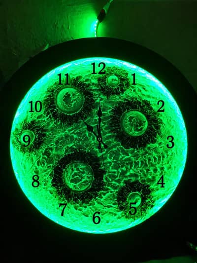 moon clock in green color waal hanging