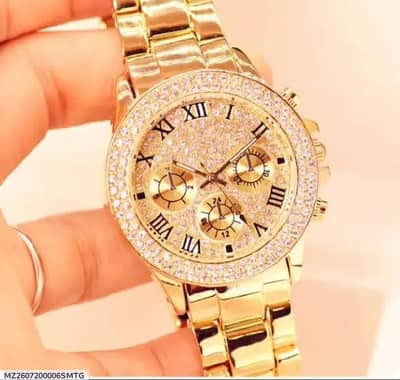 luxury golden crystal Roman dial watch