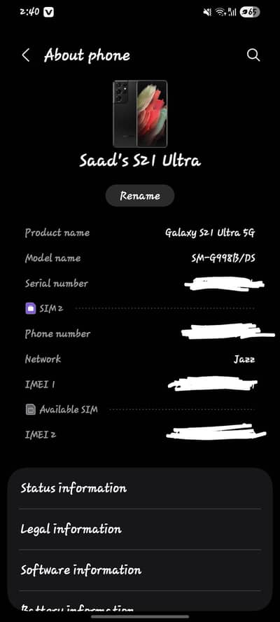 Samsung Mobile S21 Ultra 03110558702