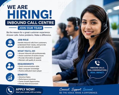 Male Fe-male require for non sale inbound call centre USA based calls