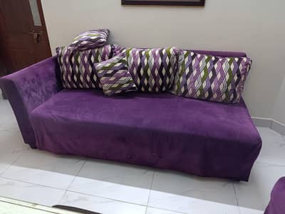 seven seater L shaped sofa with matching cover of same cloth