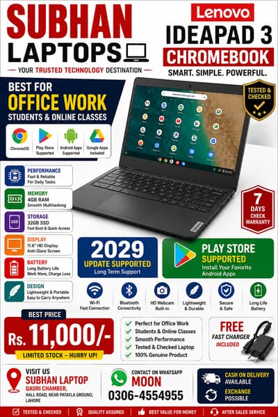 Lenovo IdeaPad 3 Chromebook | 4GB RAM | 32GB SSD | Play Store Supporte