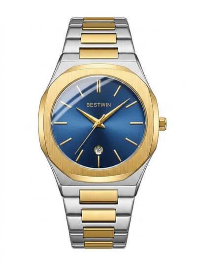 Bestwin Men's Watch | Two Tone Gold & Silver | Blue Dial