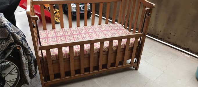 Baby wooden cot with mattress