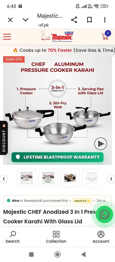 Magestic 3 in 1 pressure cooker with Karahi