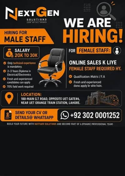 Male & Female Staff Required