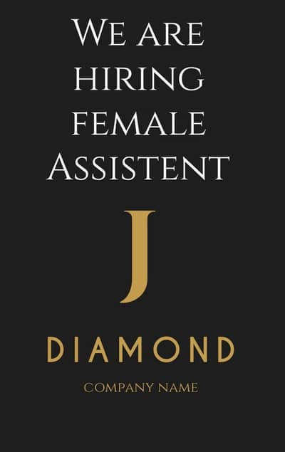We are hiring female assistent