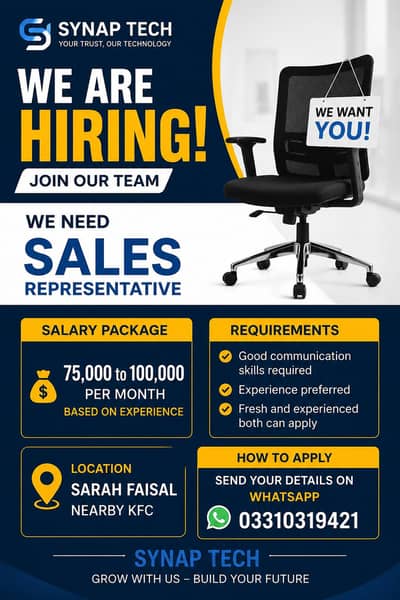 Sales Job Karachi | Synap Tech Hiring Fresh & Experienced