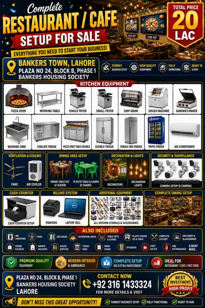 All Resturant Equipments For Sale/Ready Setup/