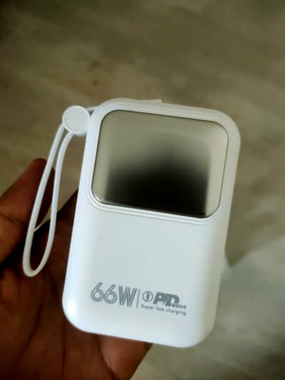 New 66W PD Fast Charging Power Bank with Built-in Cable