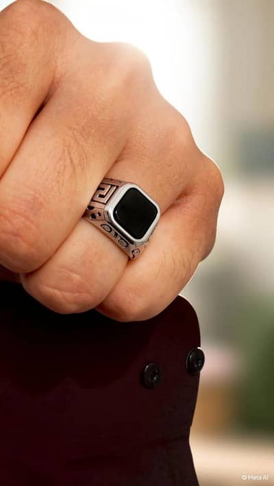 Men's Metal Ring Silver Engraved design