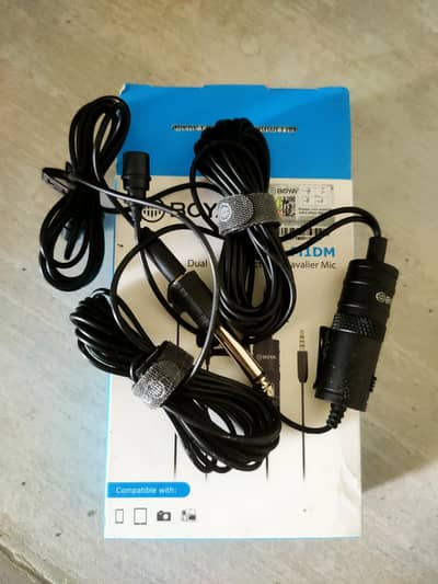  BOYA BY-M1DM Dual Lavalier Microphone – Original Box Pack