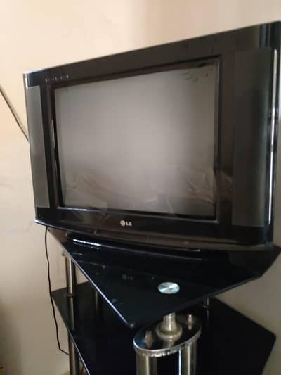 LG TV 17" Original Condition With Glass Trolly For Sale