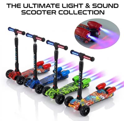 THREE WHEEL SMOKE SPRAYER KIDS SCOOTY/ SCOOTER WITH LED FLASH LIGHT