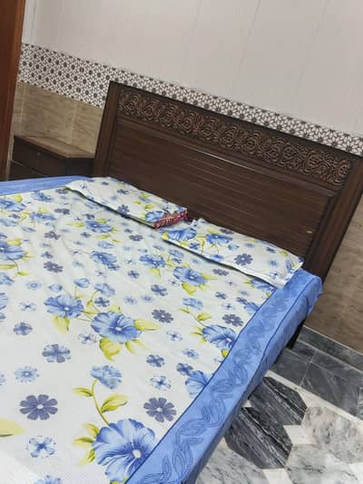 Double Bed, Mattress and SideTable For Sale