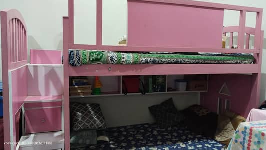 Wooden bunk bed for kids