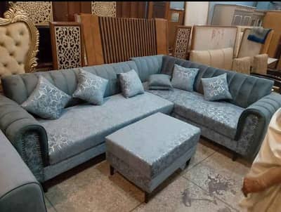 L Shaped Sofa Set with Puffy